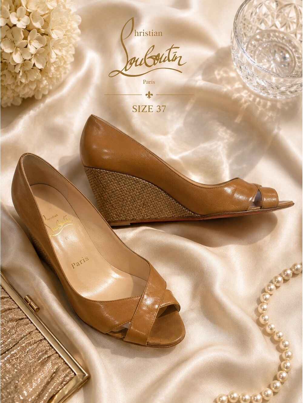 Christian Louboutin peep toe wedge - size 37